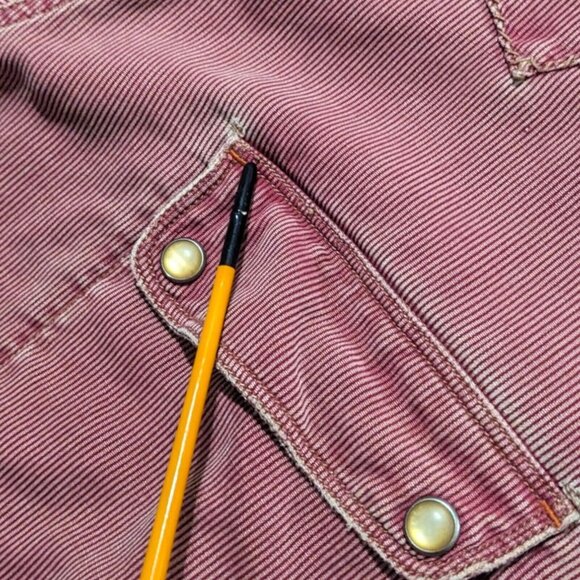 Ryan Michael Shirt Mens Medium XL Red Textured Corduroy Silk Snap Long Sleeve - Picture 12 of 16